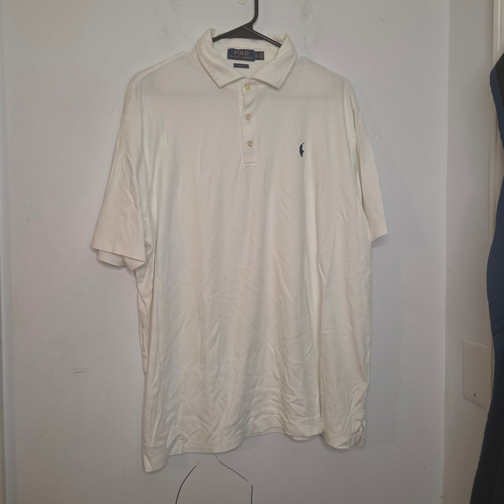 Polo Ralph Lauren Mens XL Classic Fit White Short Sleeve Polo Shirt Cotton Logo